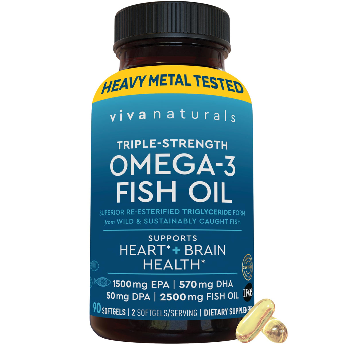 Viva Naturals frente del empaque mostrando concentración y certificado IFOS