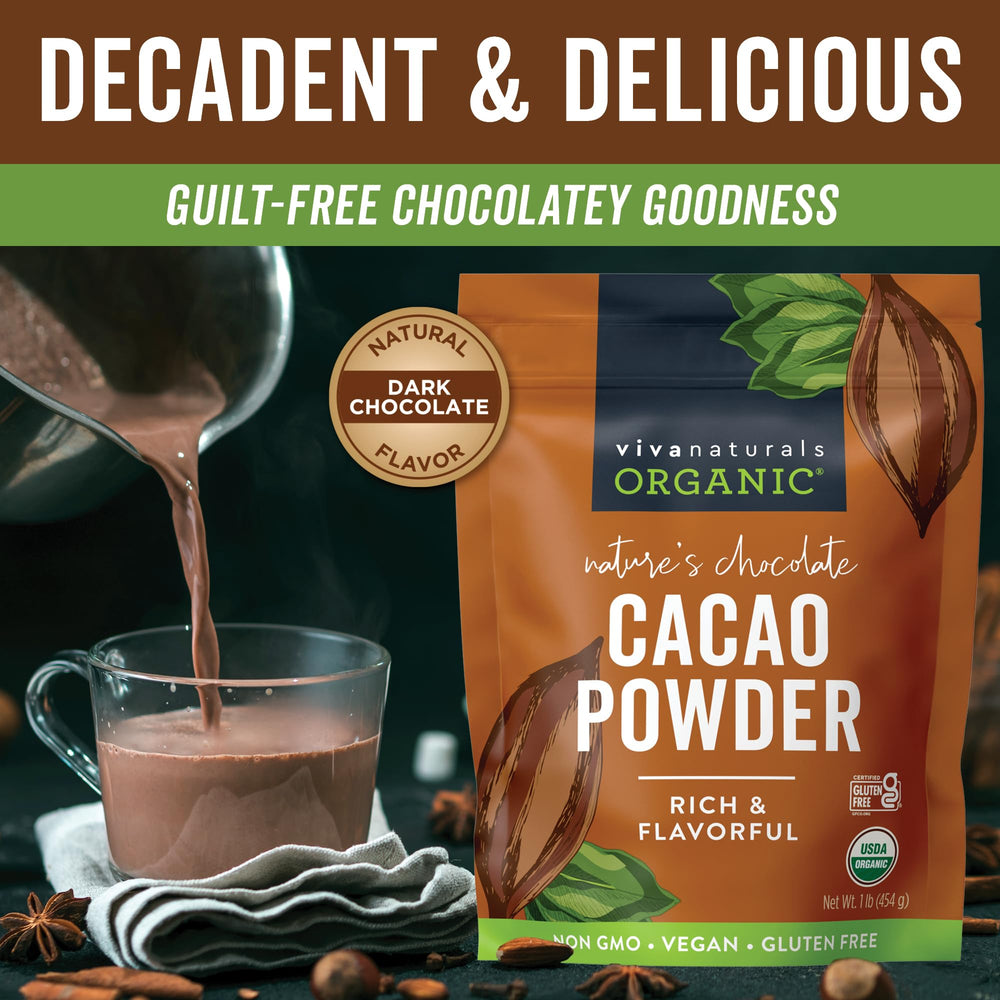 Viva Naturals textura fina del polvo de cacao para mezclas suaves