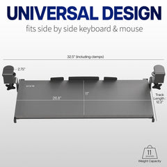 VIVO bandeja en uso con teclado y ratón para ergonomía mejorada