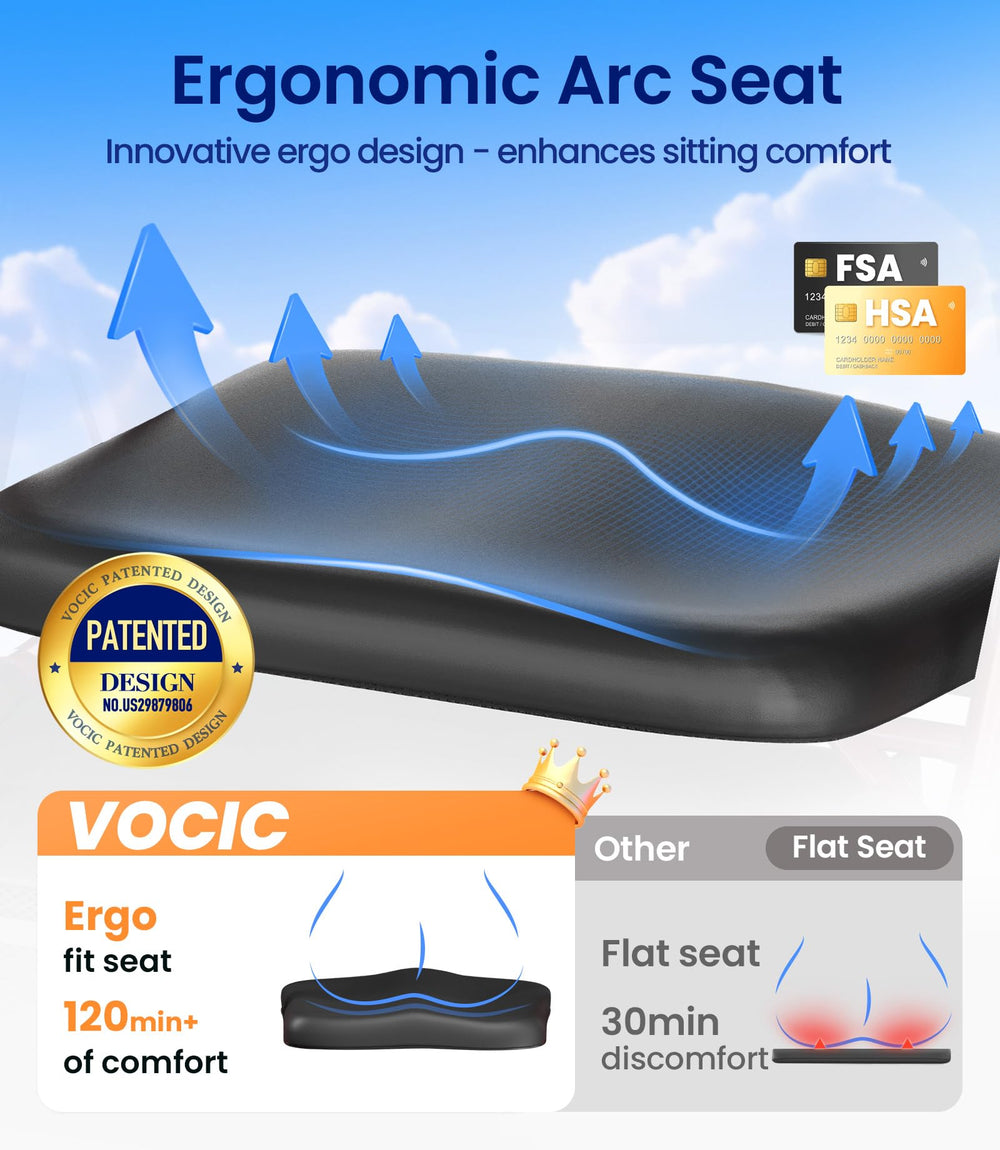 VOCIC Z21 detalle del asiento acolchado impermeable, mayor confort