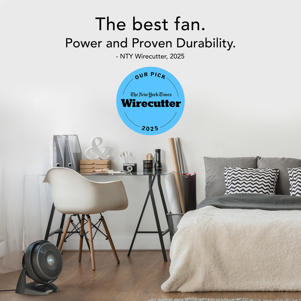 Vornado 630 primer plano de palas y parrilla optimizadas para flujo potente