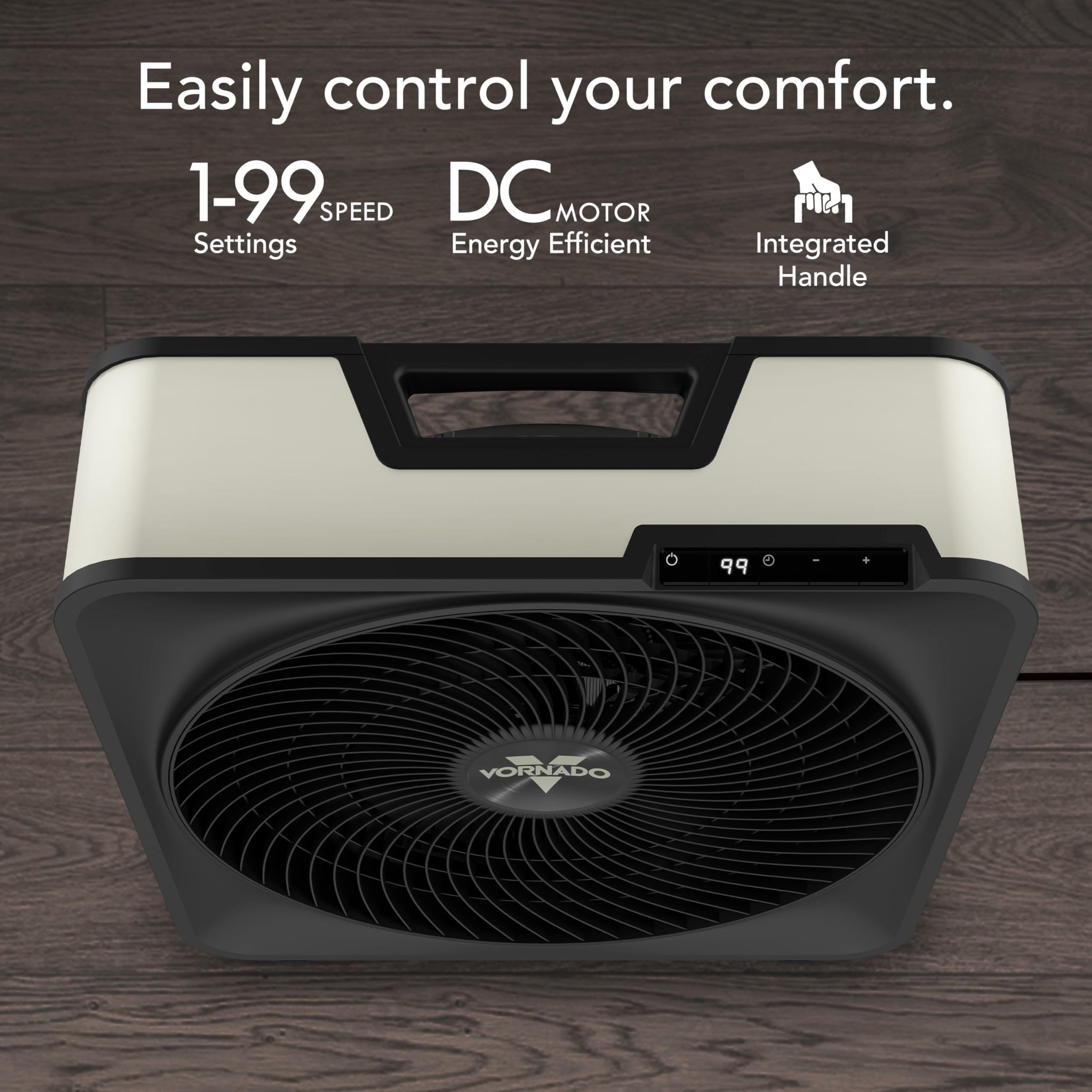 Vornado Model 80X aspas en detalle, construcción robusta para alto rendimiento