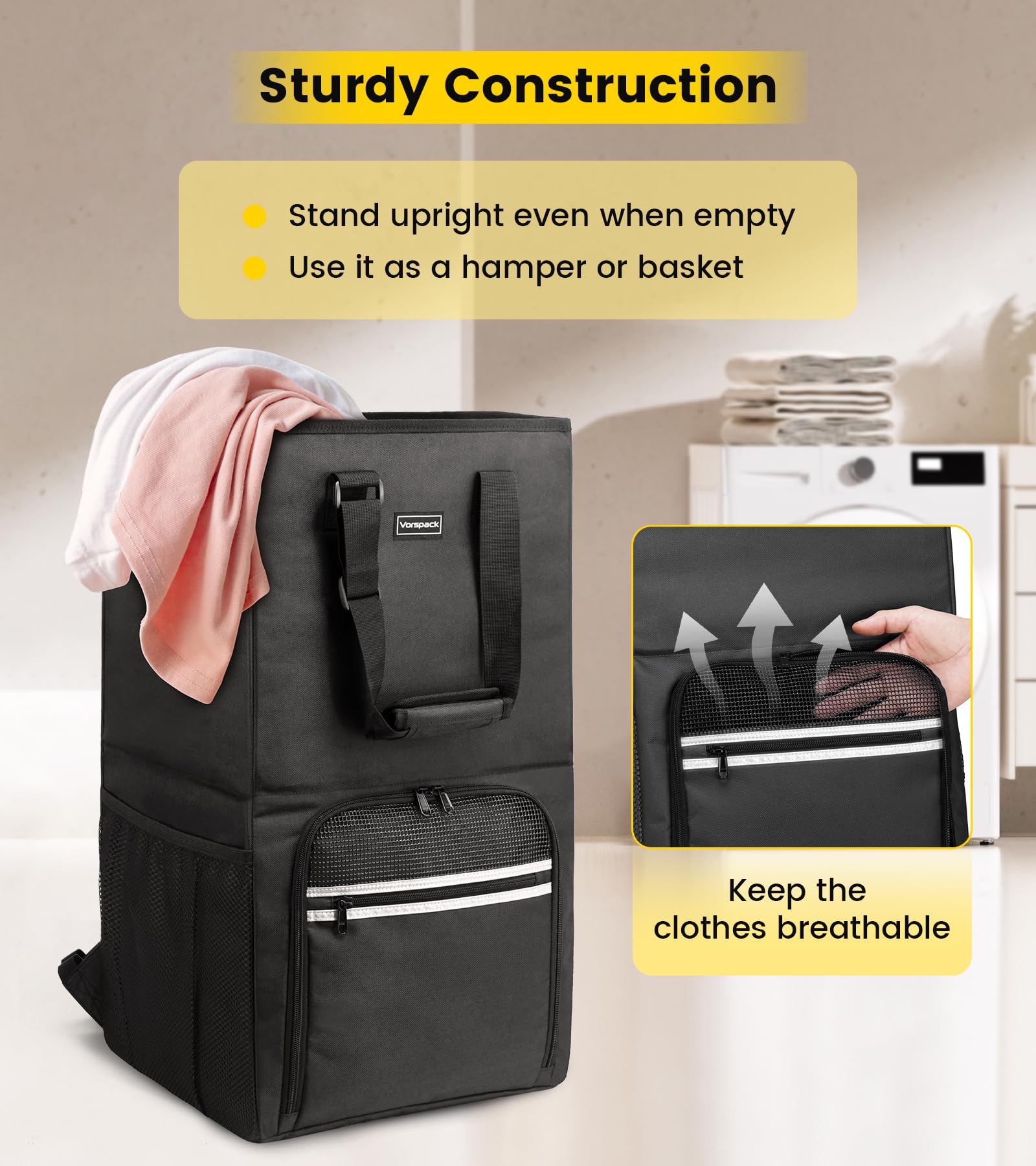 Vorspack compartimentos abiertos con ropa organizada y acceso rápido