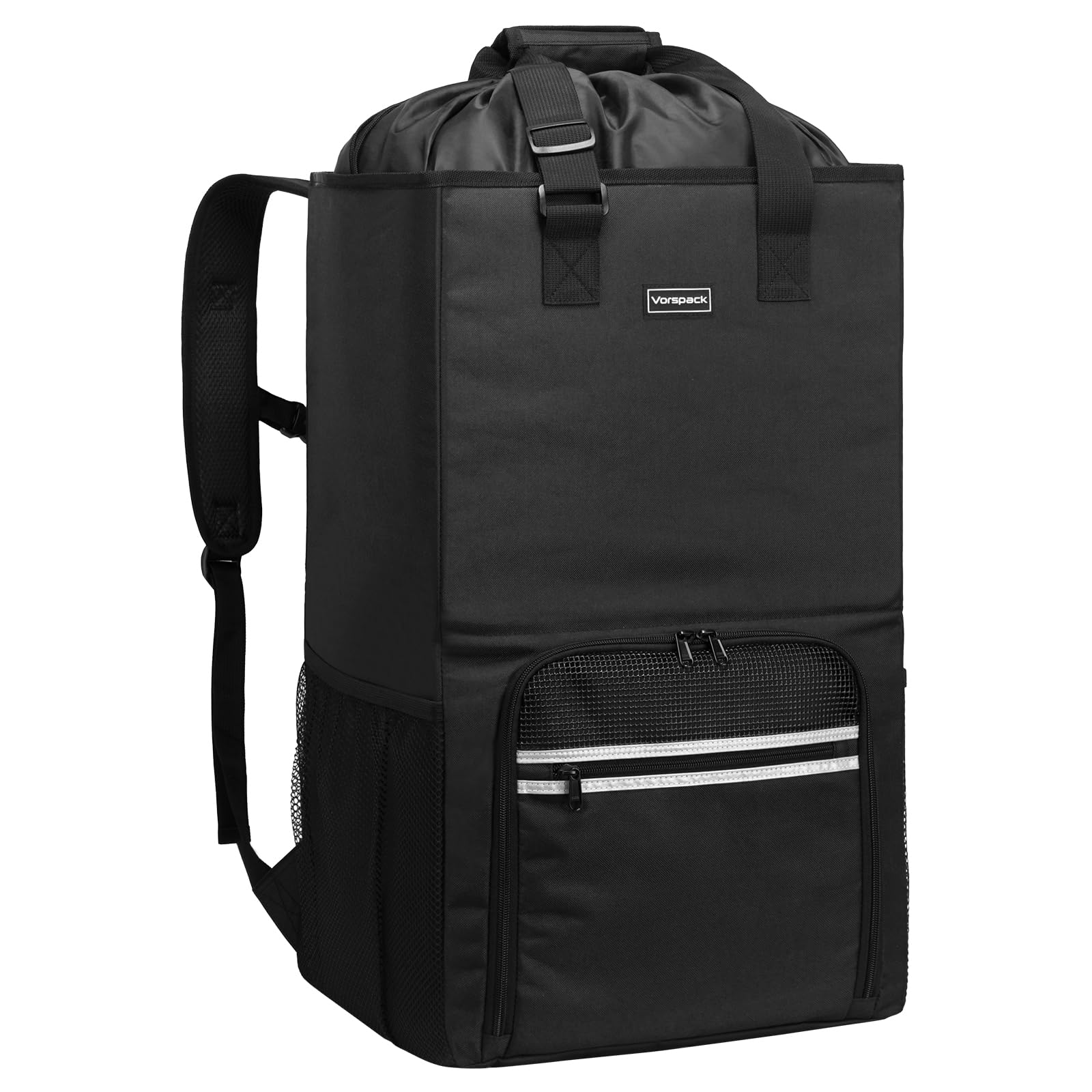 Vorspack vista frontal con capacidad y cierre, muestra robustez y volumen