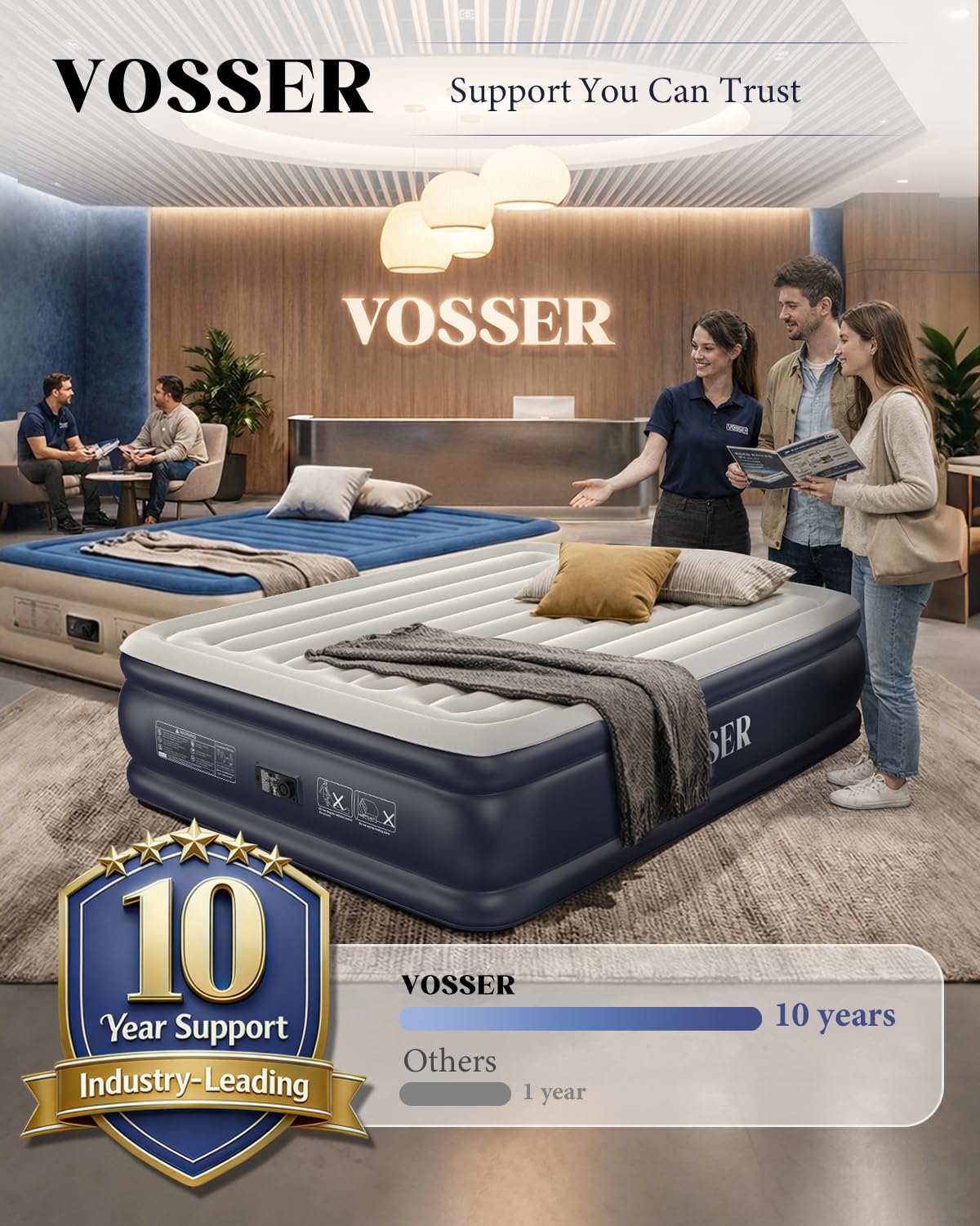 VOSSER embalaje con instrucciones claras para montaje sin complicaciones