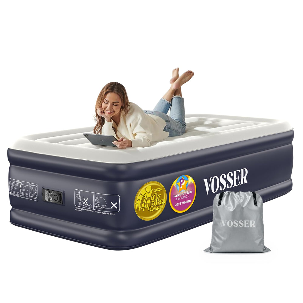 VOSSER vista frontal empaquetado, muestra portátil y lista para usar