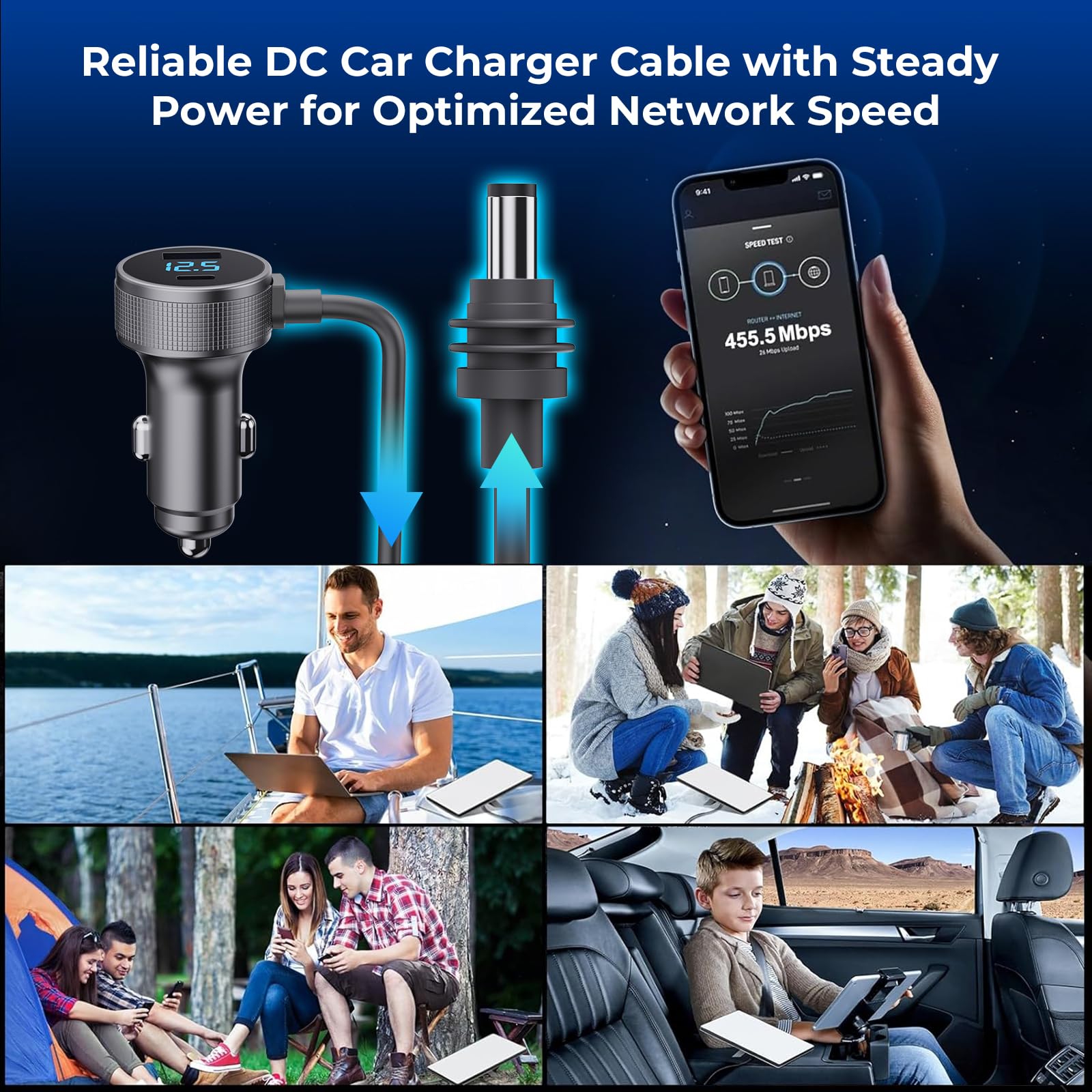 Vostolobo adaptador para encendedor 12V–48V, compatibilidad segura