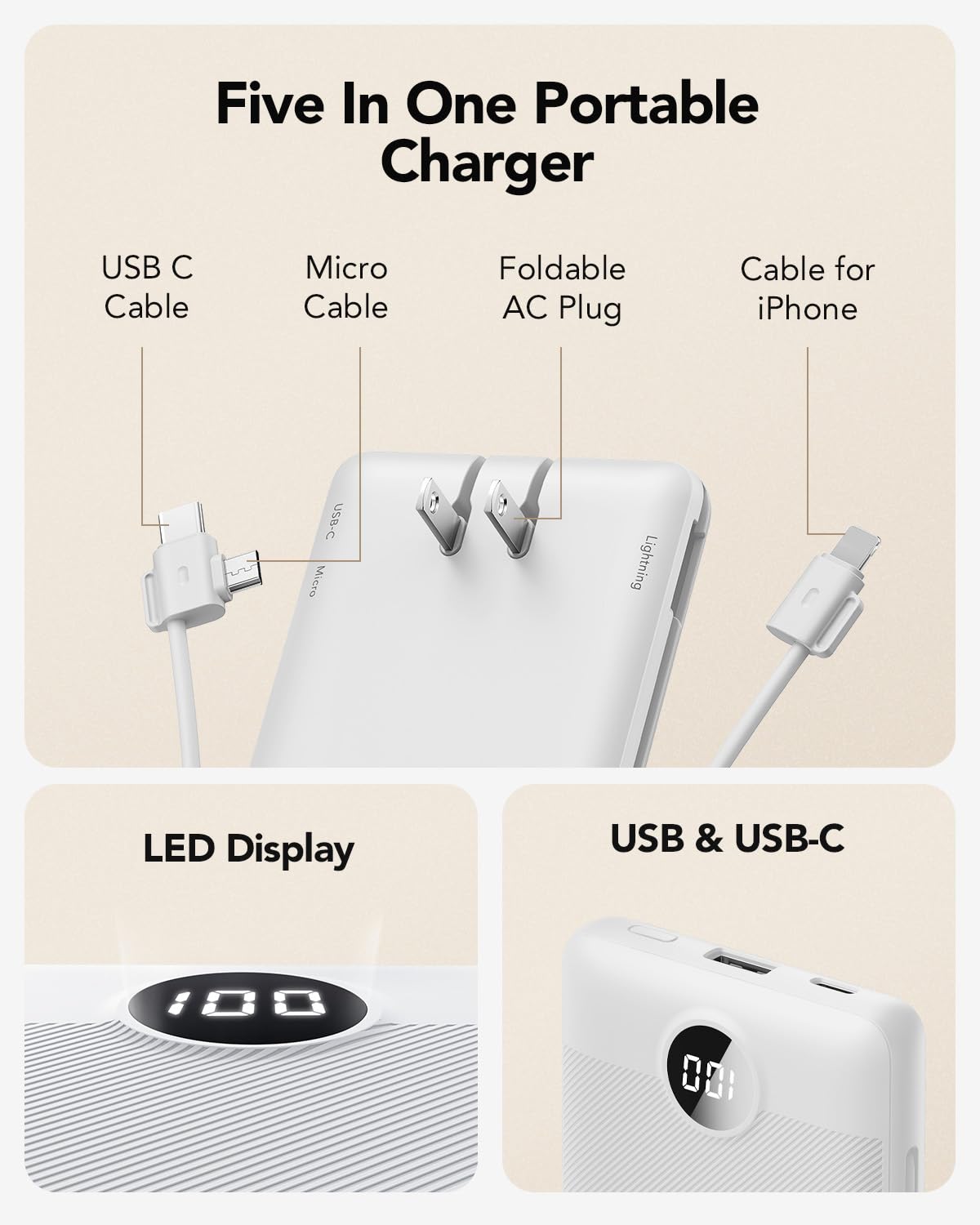 VRURC cables integrados extendidos listos para cargar varios dispositivos