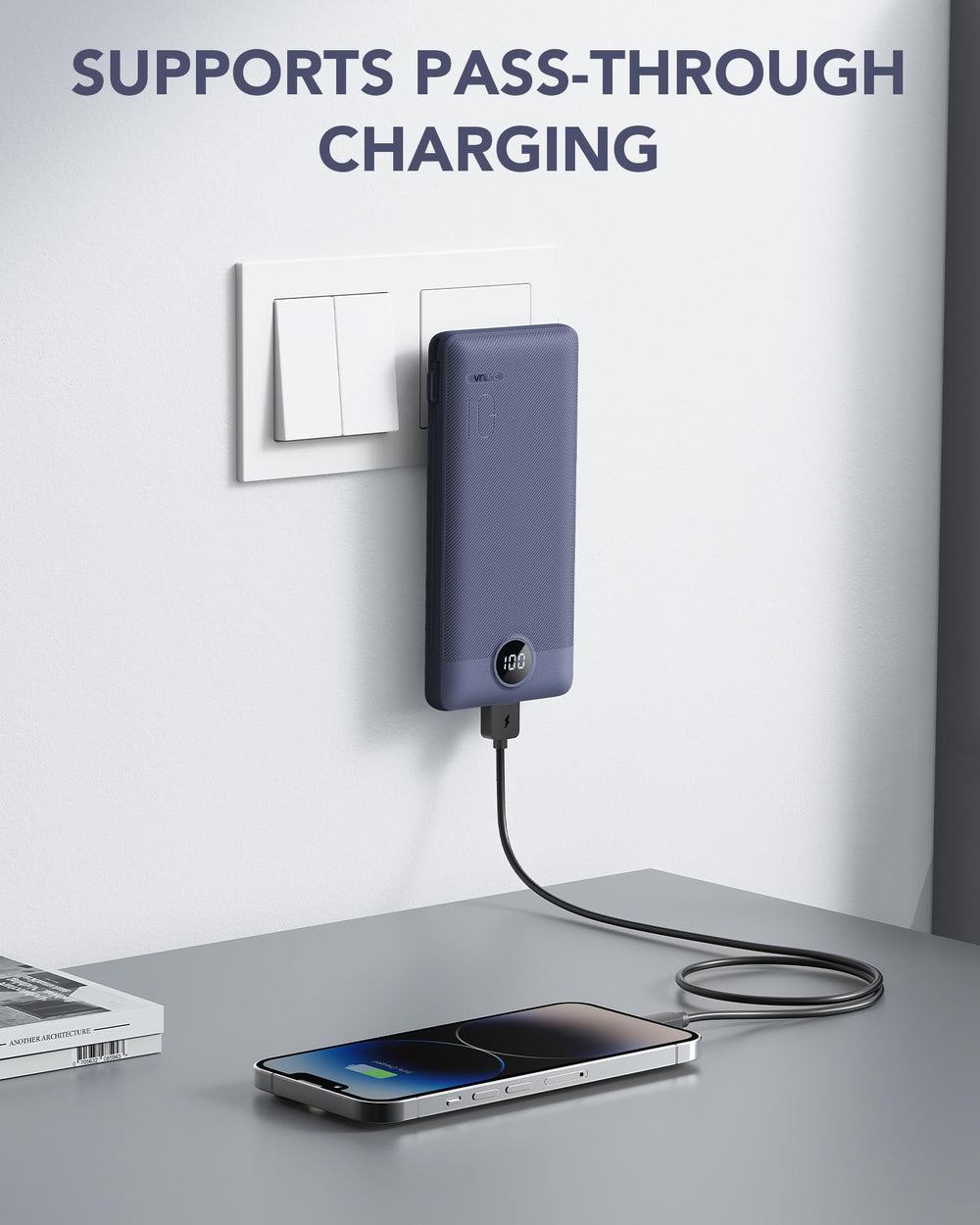 VRURC cables integrados USB-C y Micro-USB siempre disponibles para cargar rápido