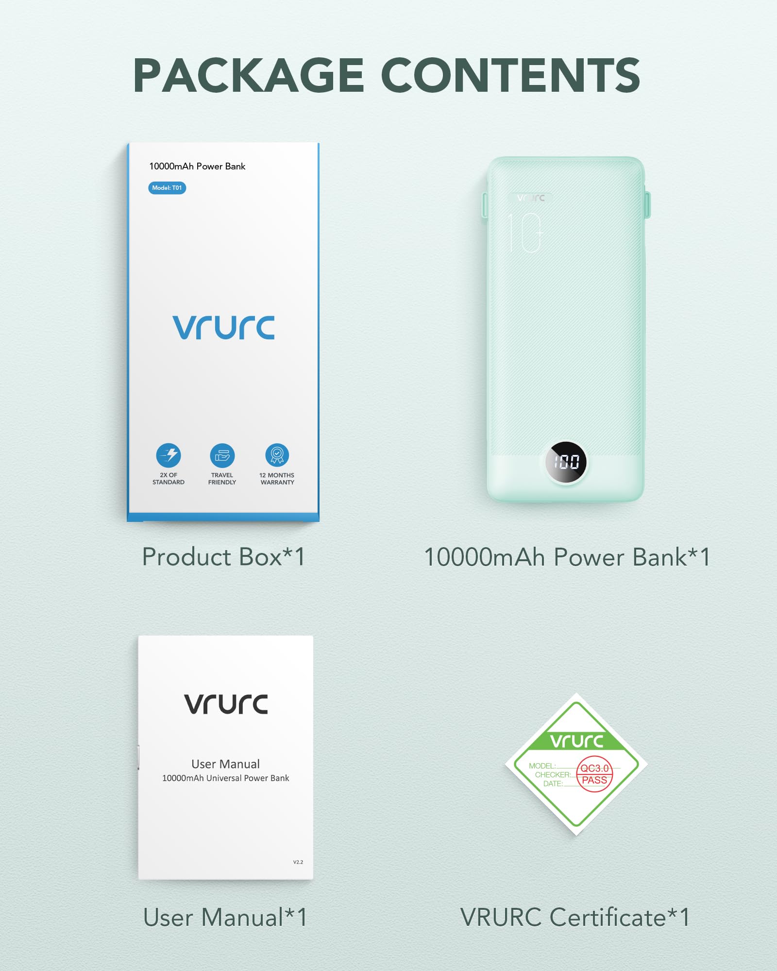 VRURC contenido de caja con manual mostrando lo incluido y preparación