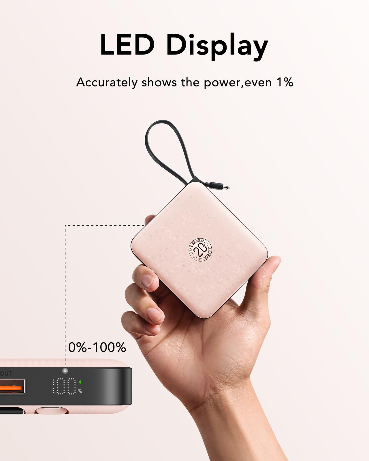 VRURC power bank guardado en mochila ideal para viajes y uso cotidiano