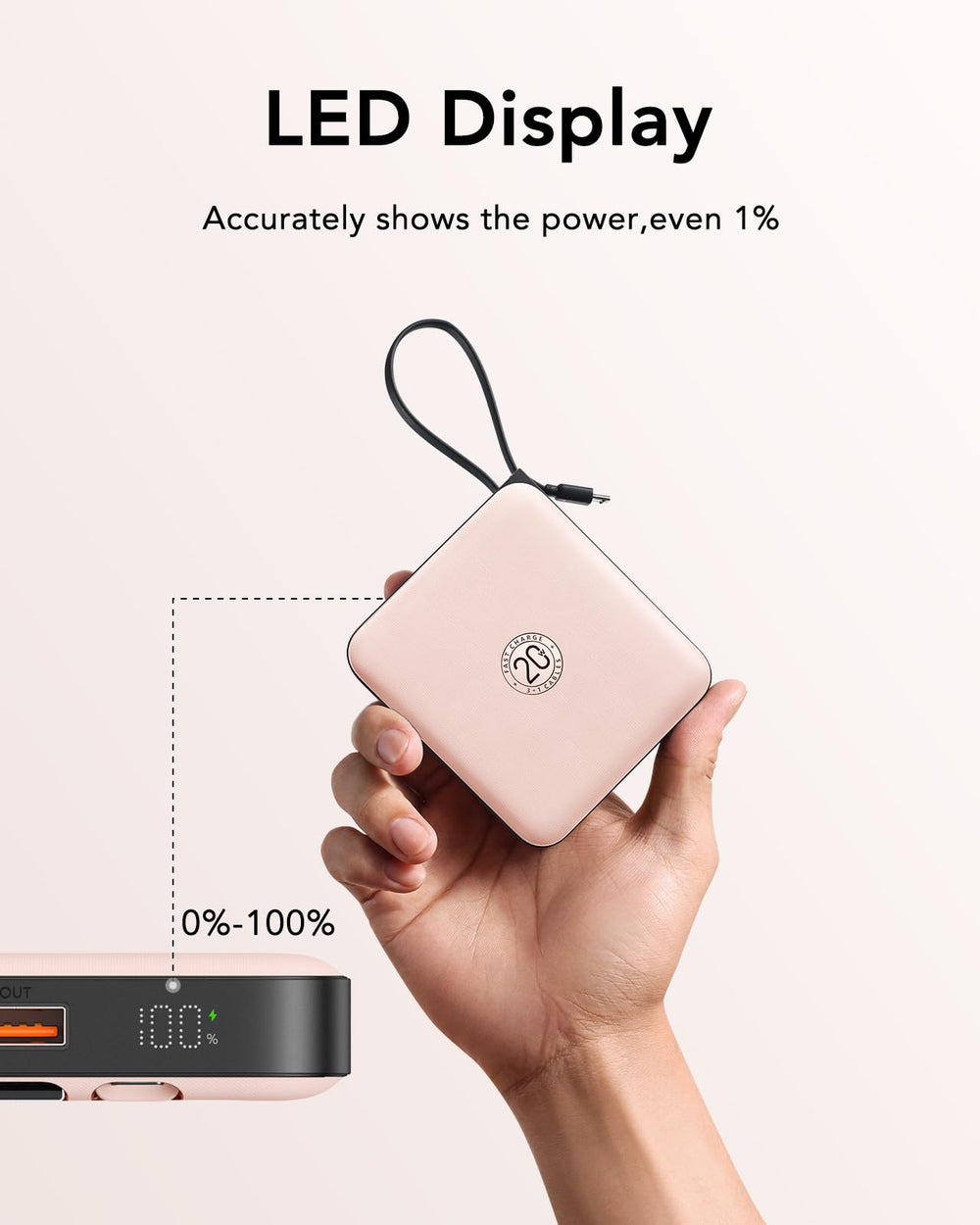 VRURC power bank guardado en mochila ideal para viajes y uso cotidiano