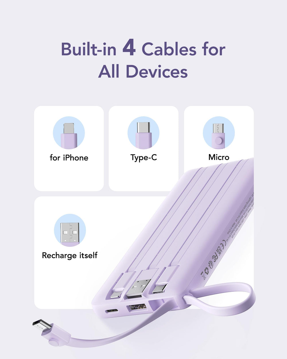 VRURC funda de viaje con el power bank y el manual dentro del paquete