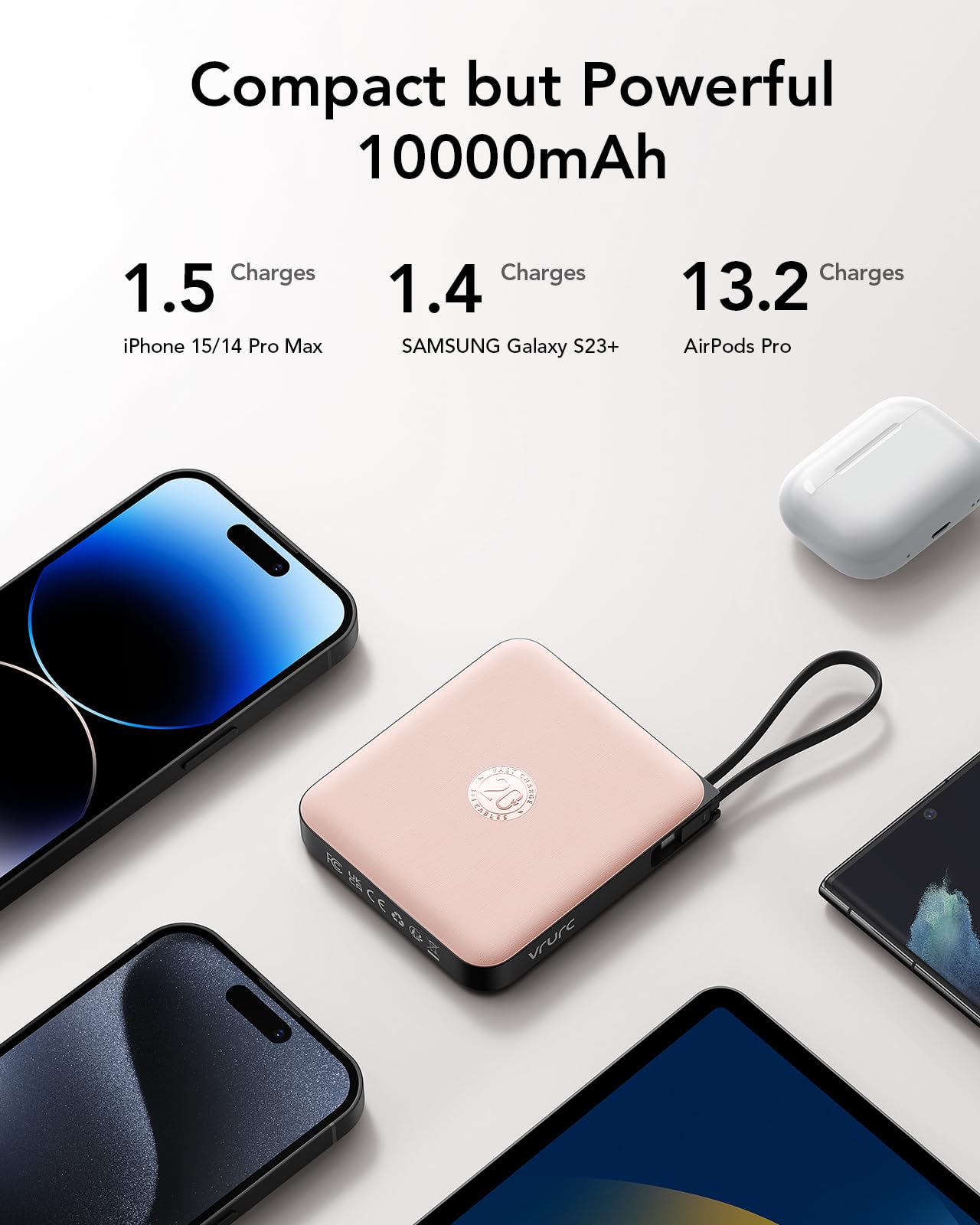 VRURC vista lateral con puertos y entrada USB-C para recarga rápida y versátil