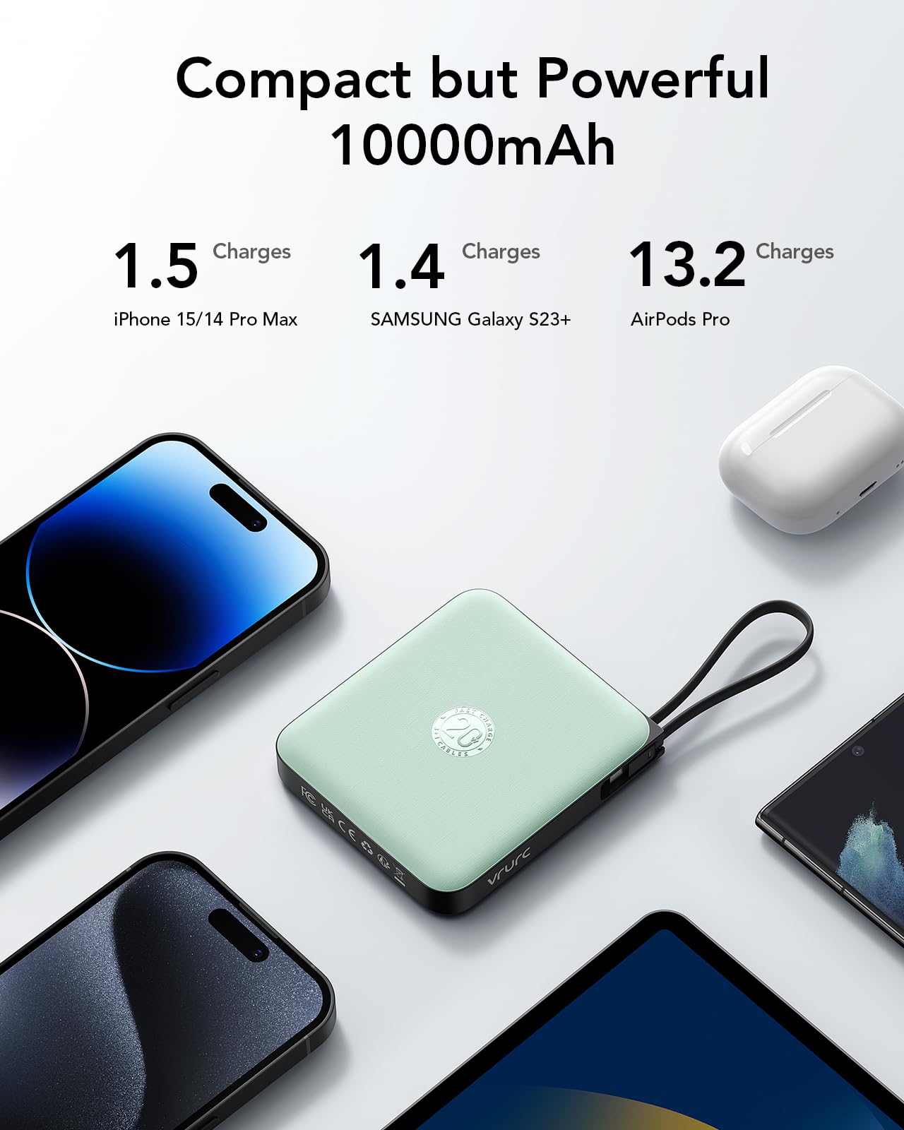 VRURC power bank dentro de mochila para viajes mostrando conveniencia