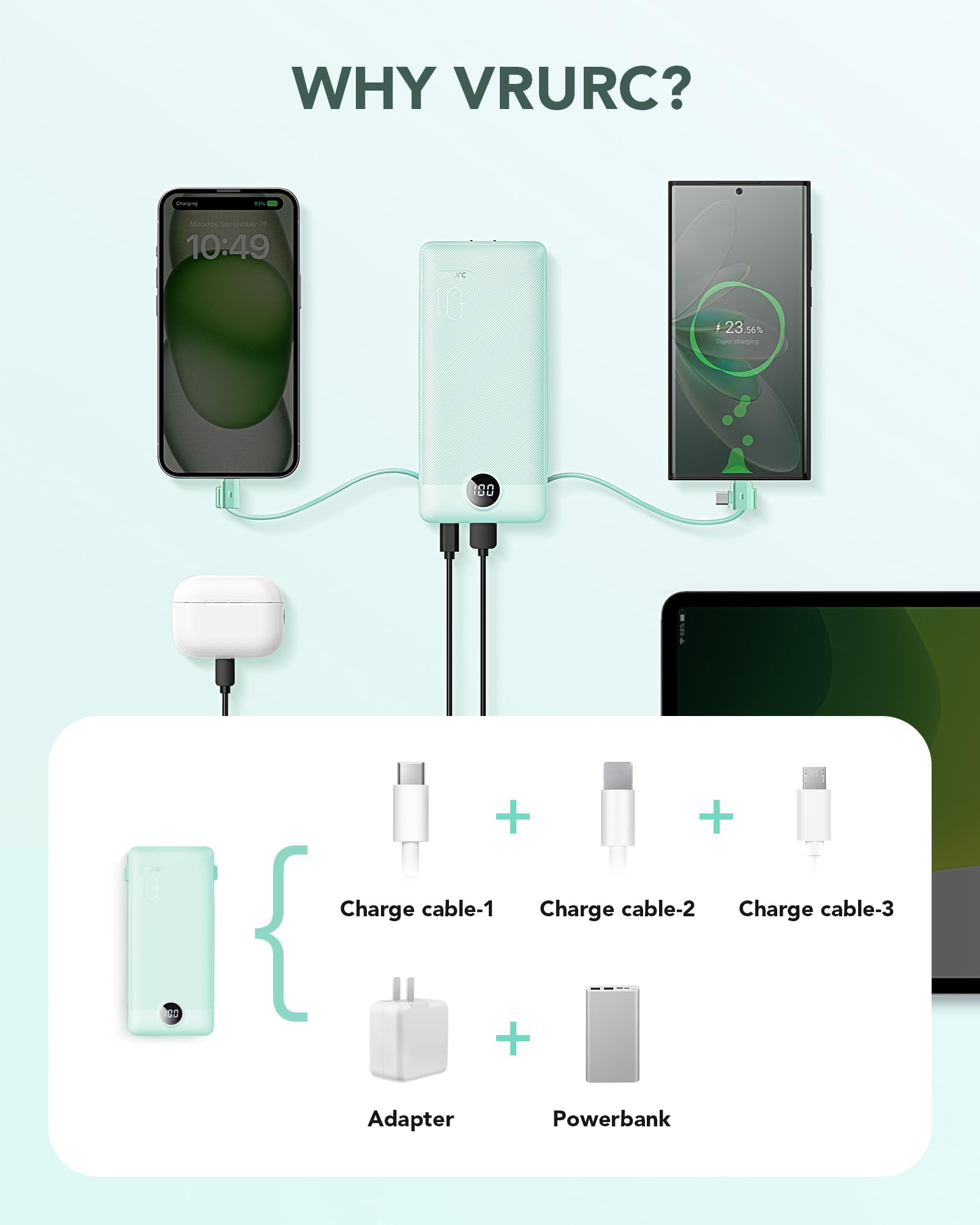 VRURC perfil lateral que muestra delgadez y portabilidad para bolsos