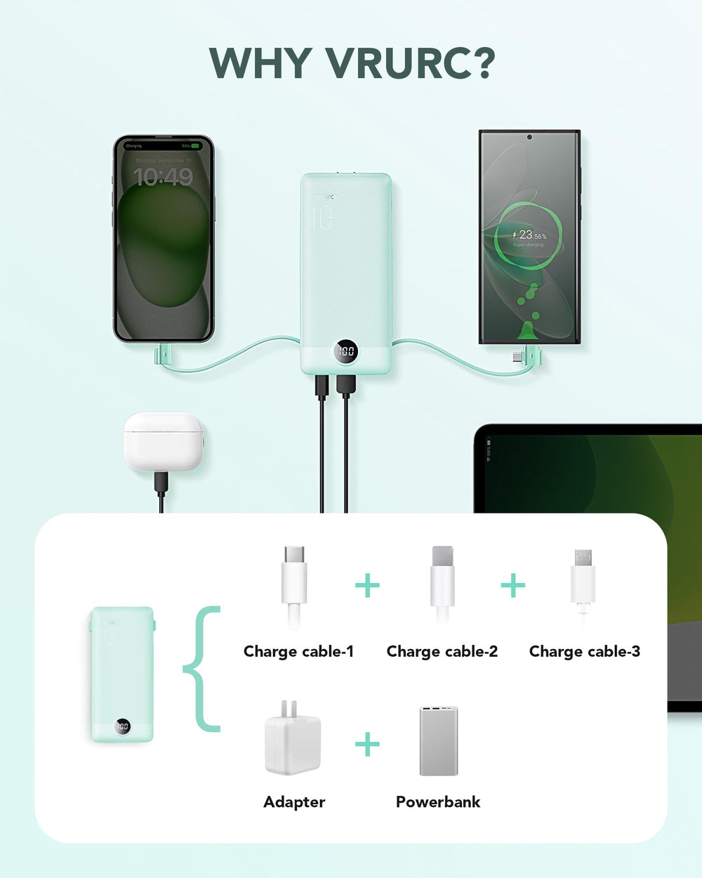 VRURC perfil lateral que muestra delgadez y portabilidad para bolsos