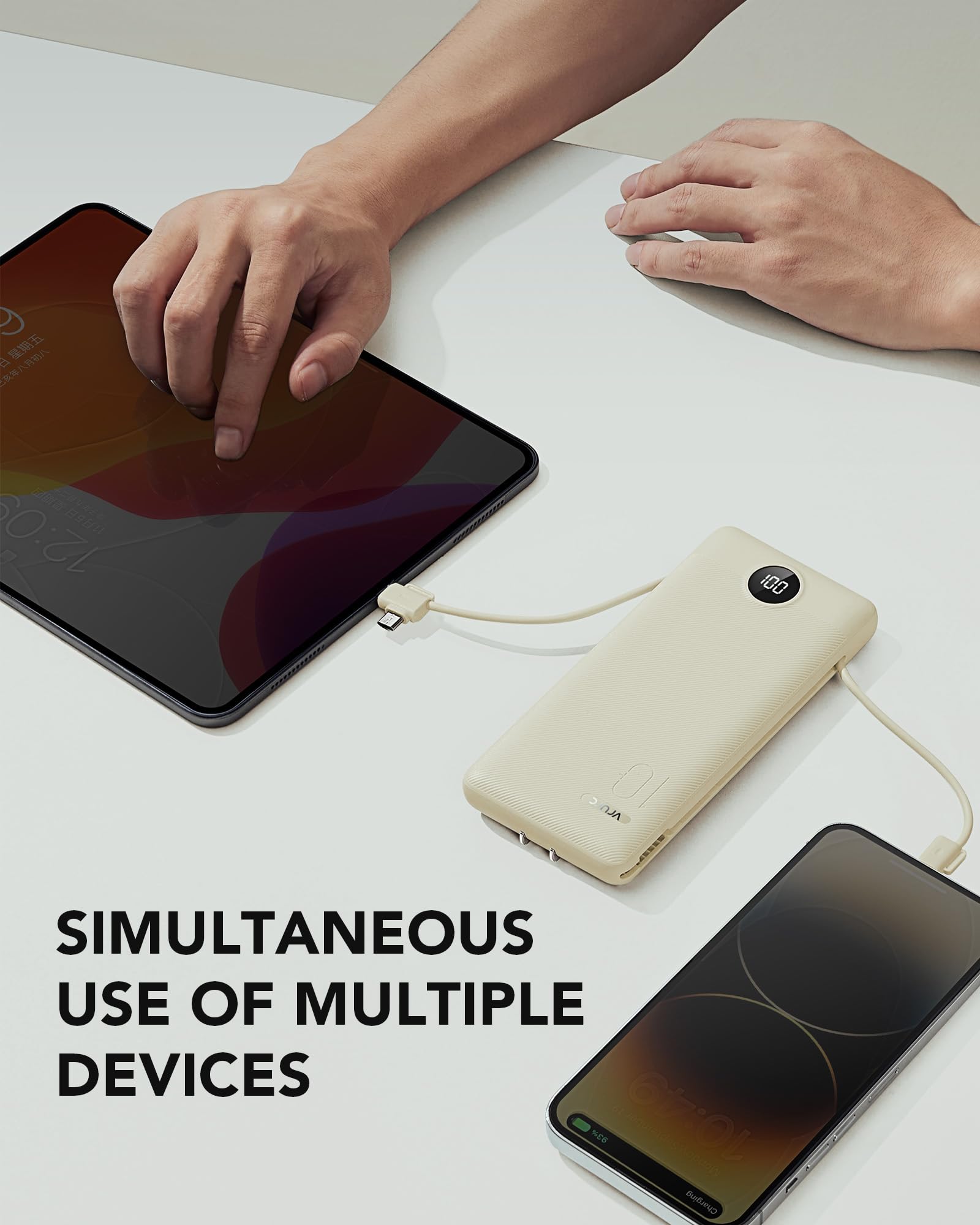 VRURC vista de puertos USB-A y Type-C que muestra compatibilidad con múltiples dispositivos