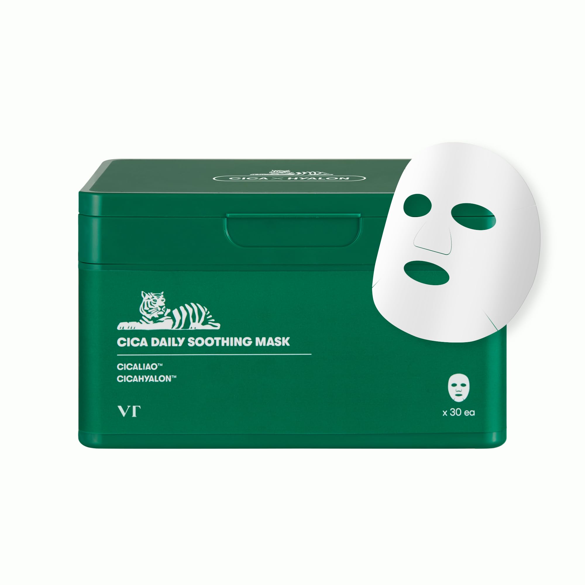 VT COSMETICS caja frontal de 30 mascarillas mostrando diseño y conveniencia