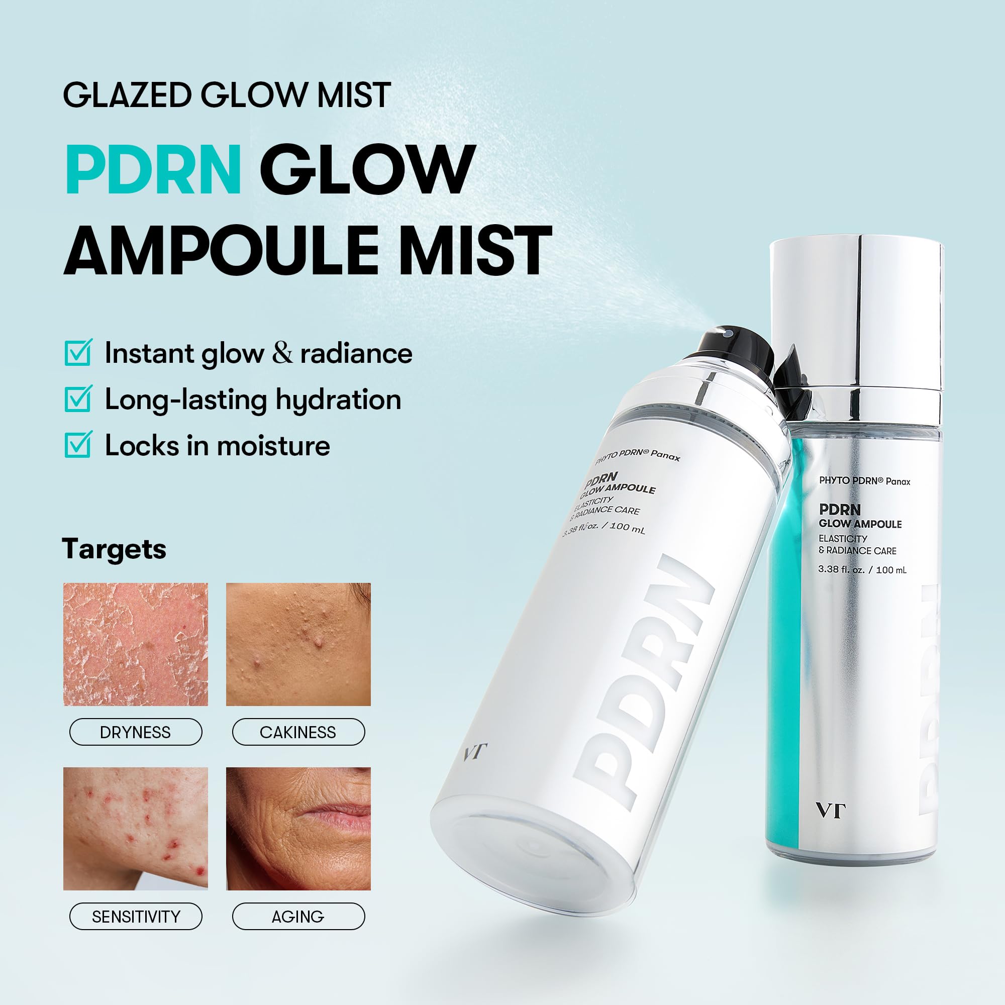 VT COSMETICS detalle de la niebla ultrafina ofreciendo absorción rápida