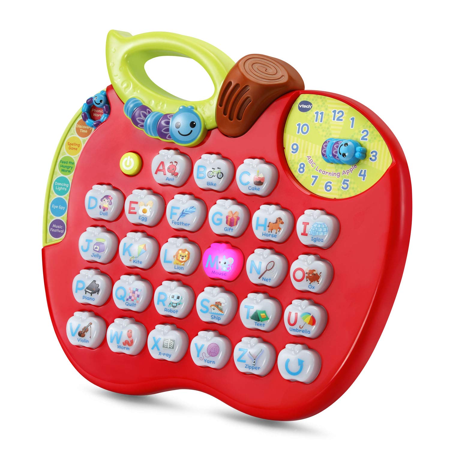 VTech ABC Learning Apple detalle del reloj y gusano para enseñar tiempo y conteo
