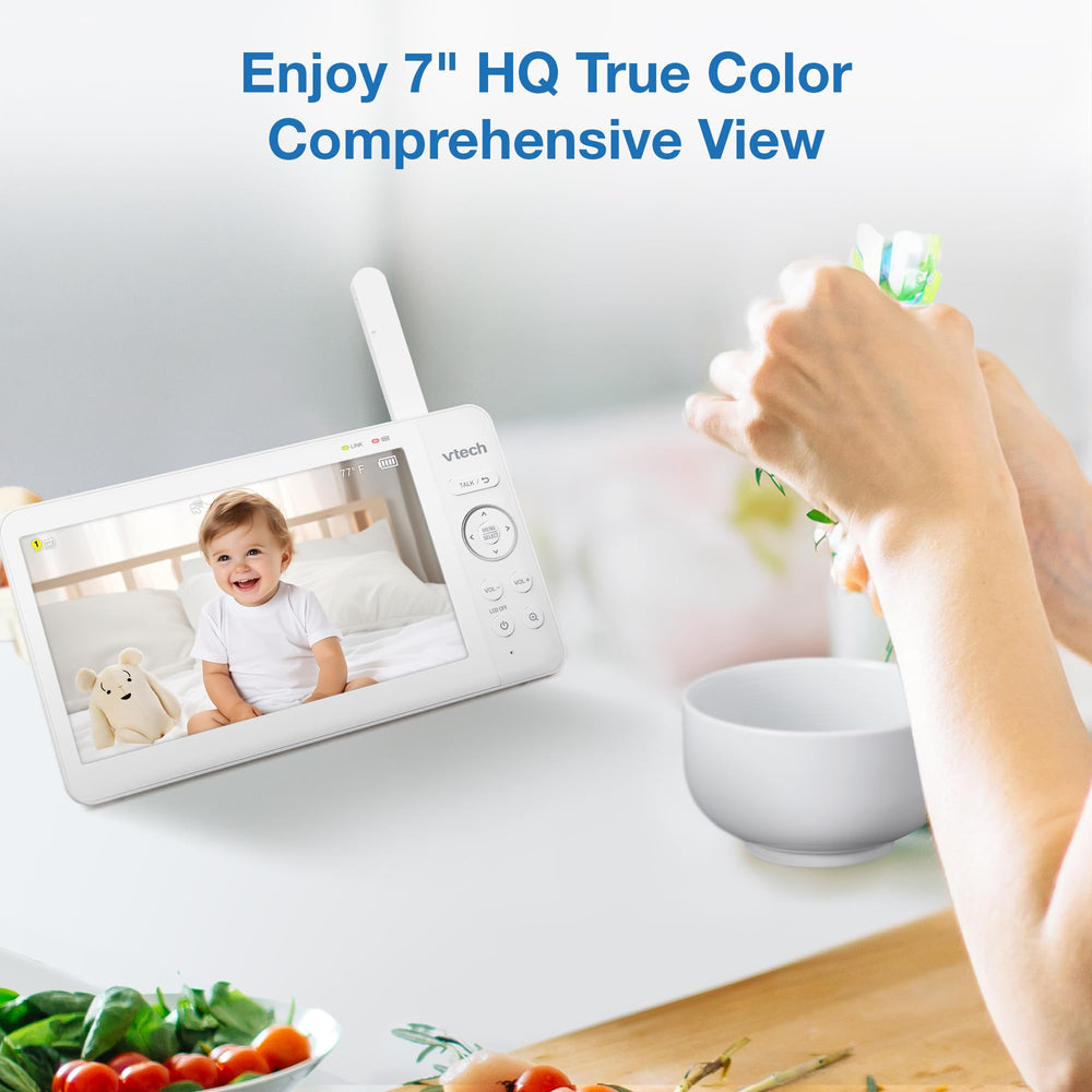 VTech Advanced HQ Max pantalla IPS de 7 pulgadas mostrando colores reales para mejor visión