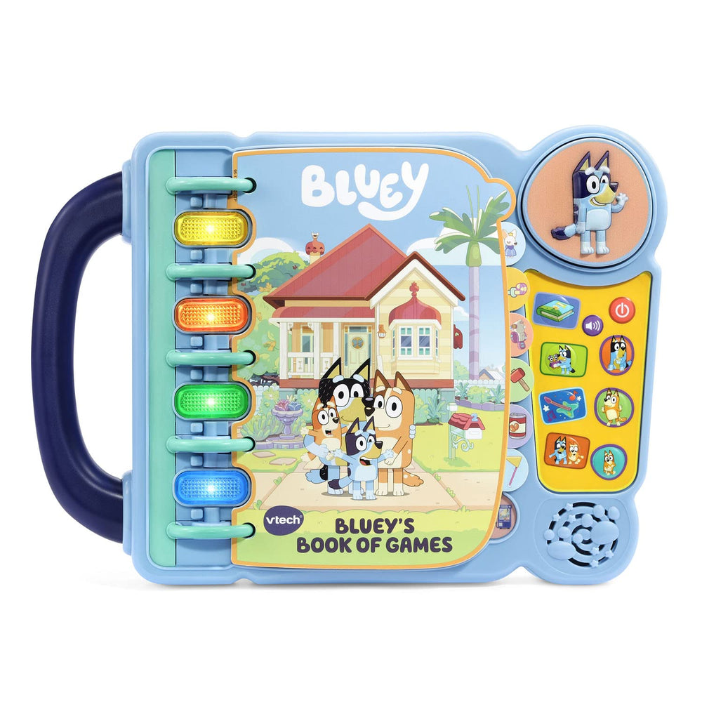 VTech Bluey portada del libro mostrando 14 páginas y personajes para juego imaginativo