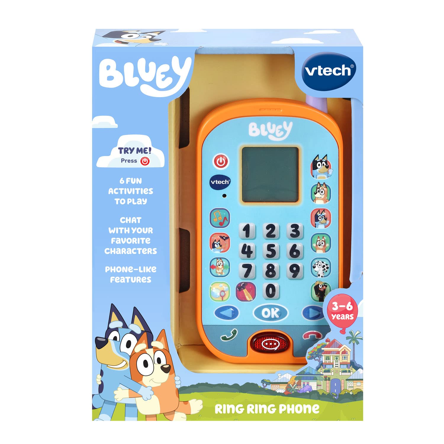 VTech Bluey comparación de tamaño con mano para visualizar ergonomía y manejo