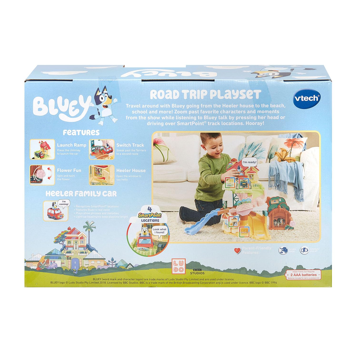 VTech Bluey detalle de accesorios y texturas para explorar con manos pequeñas