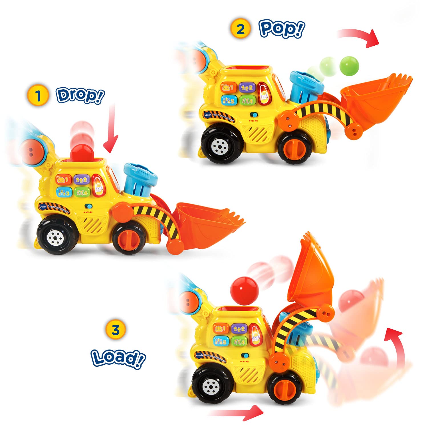 VTech bolas de colores en primer plano, textura segura para manos pequeñas