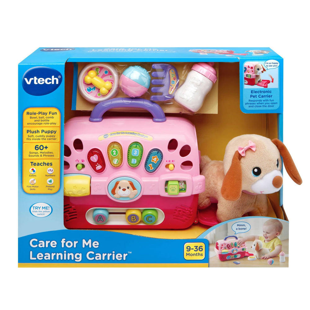 VTech escena de juego familiar con transportín promoviendo imaginación