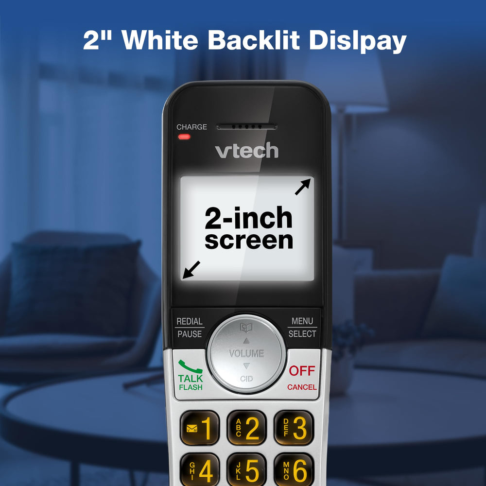 VTech auricular junto a un objeto para comparar tamaño y ergonomía
