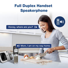 VTech auricular reproduciendo mensajes del contestador para control desde cualquier lugar