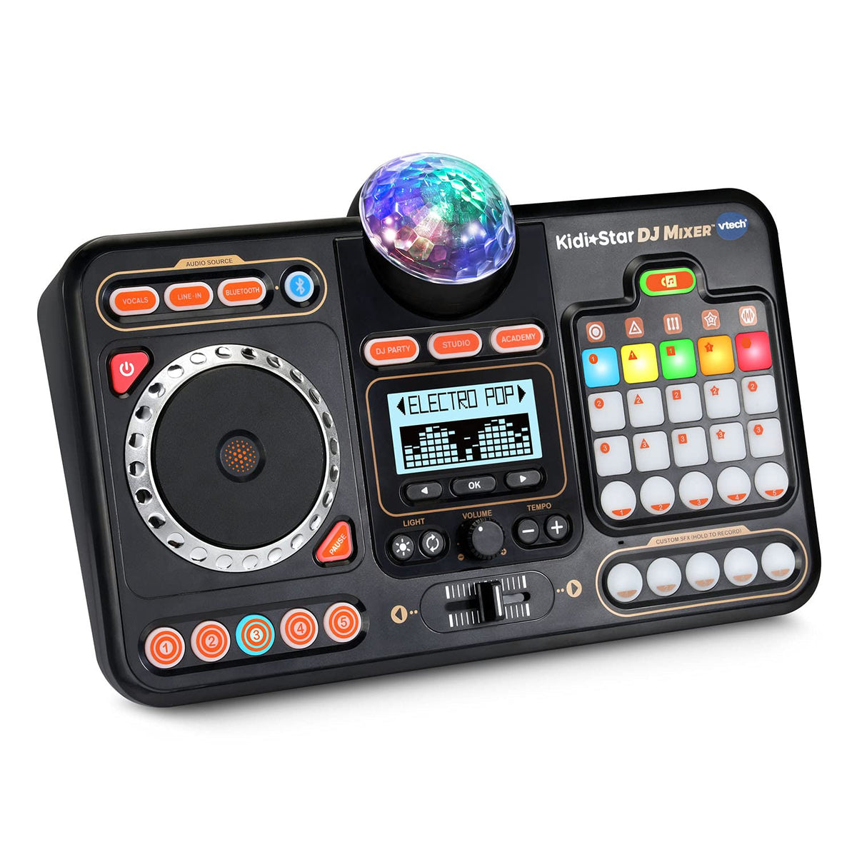 VTech Kidi Star DJ Mixer front view showing speaker and controls for easy play