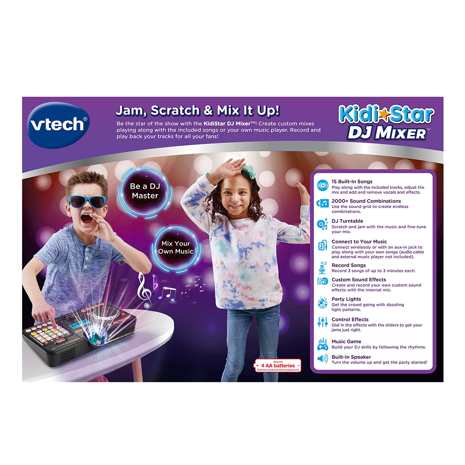 VTech Kidi Star DJ Mixer in a kids party scene demonstrating playful performance