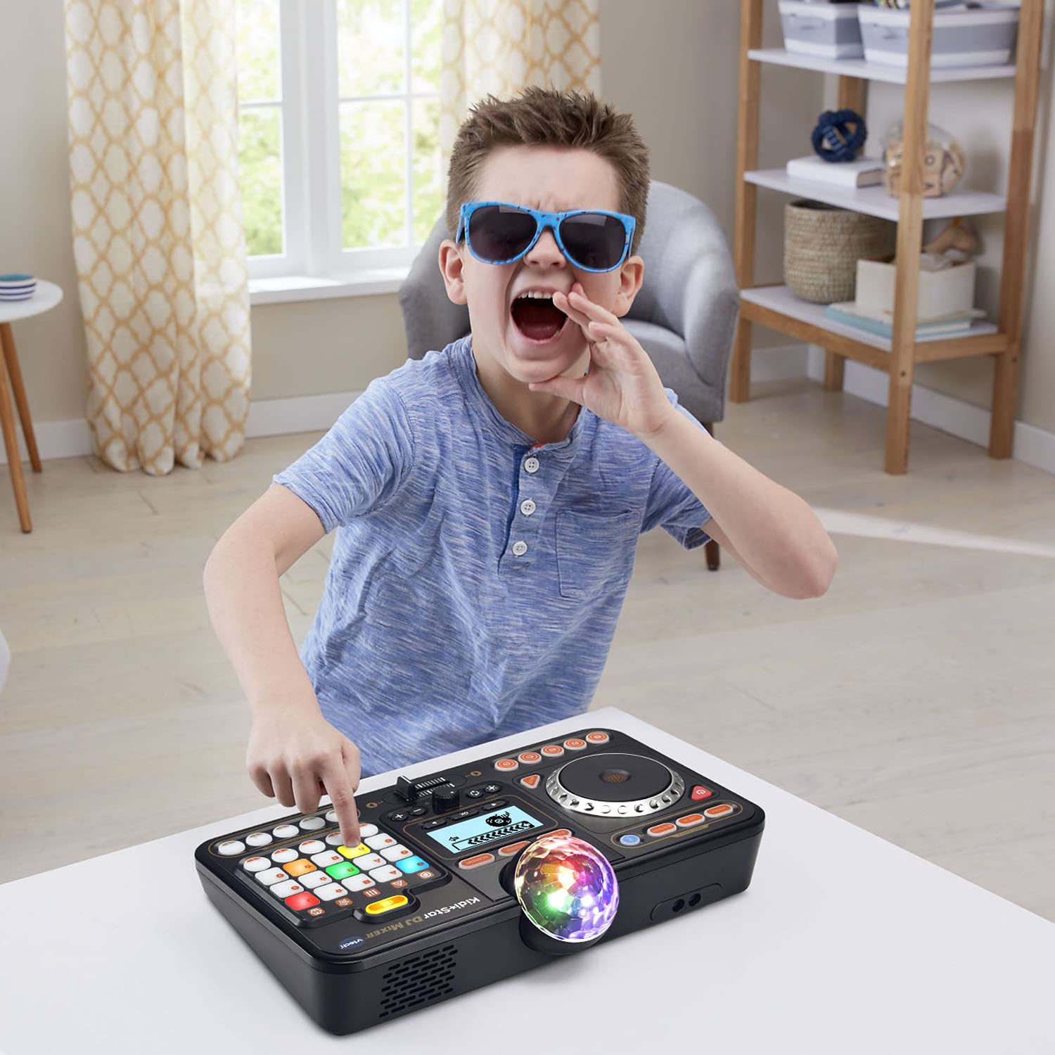 VTech Kidi Star DJ Mixer sliders and effects panel for quick remix adjustments