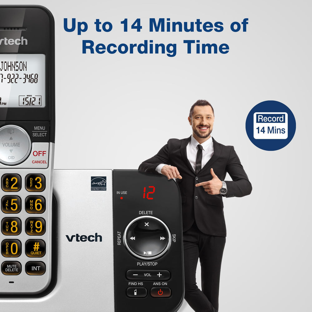 VTech pantalla retroiluminada que muestra ID para identificación rápida
