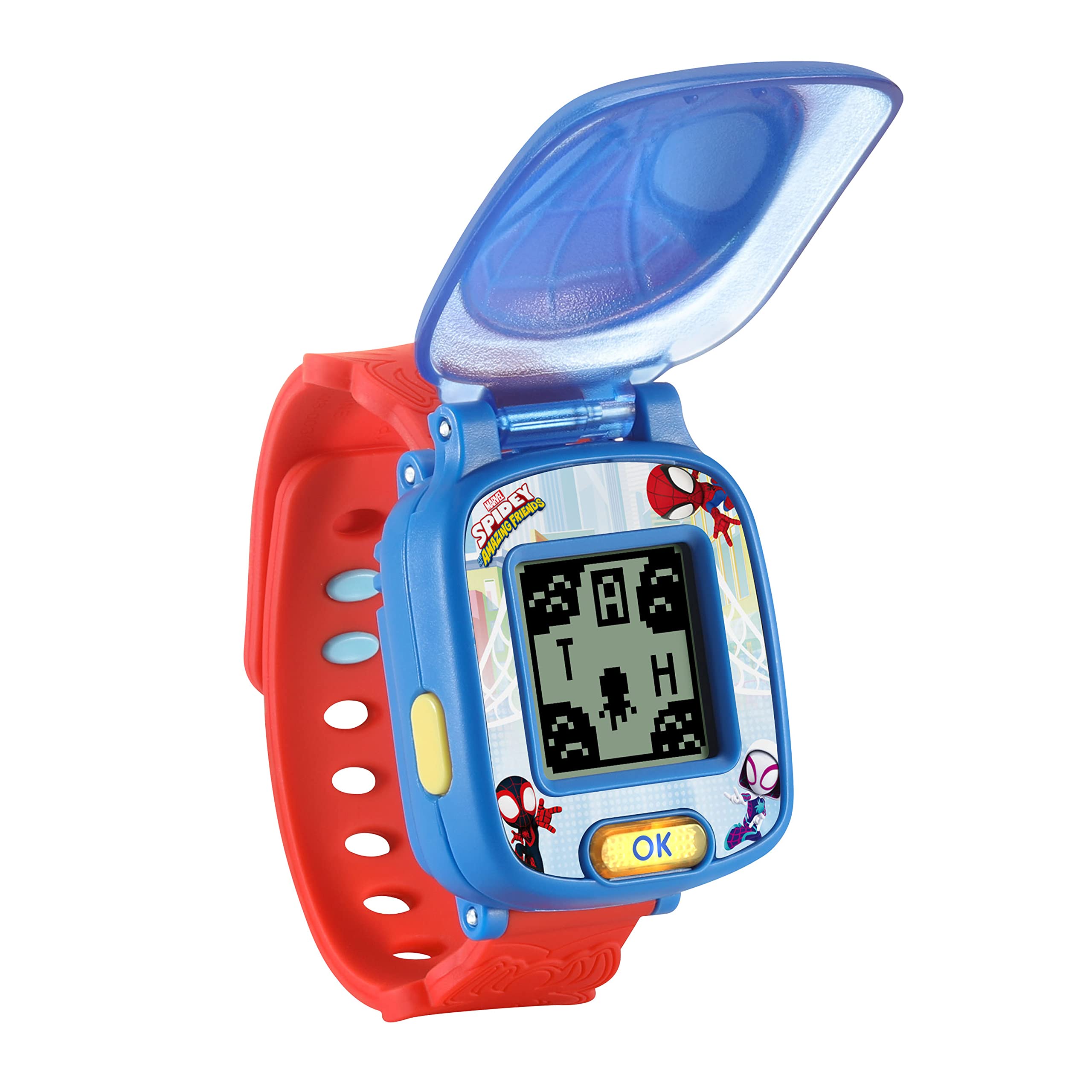 VTech Spidey reloj puesto en muñeca infantil demostrando ajuste cómodo