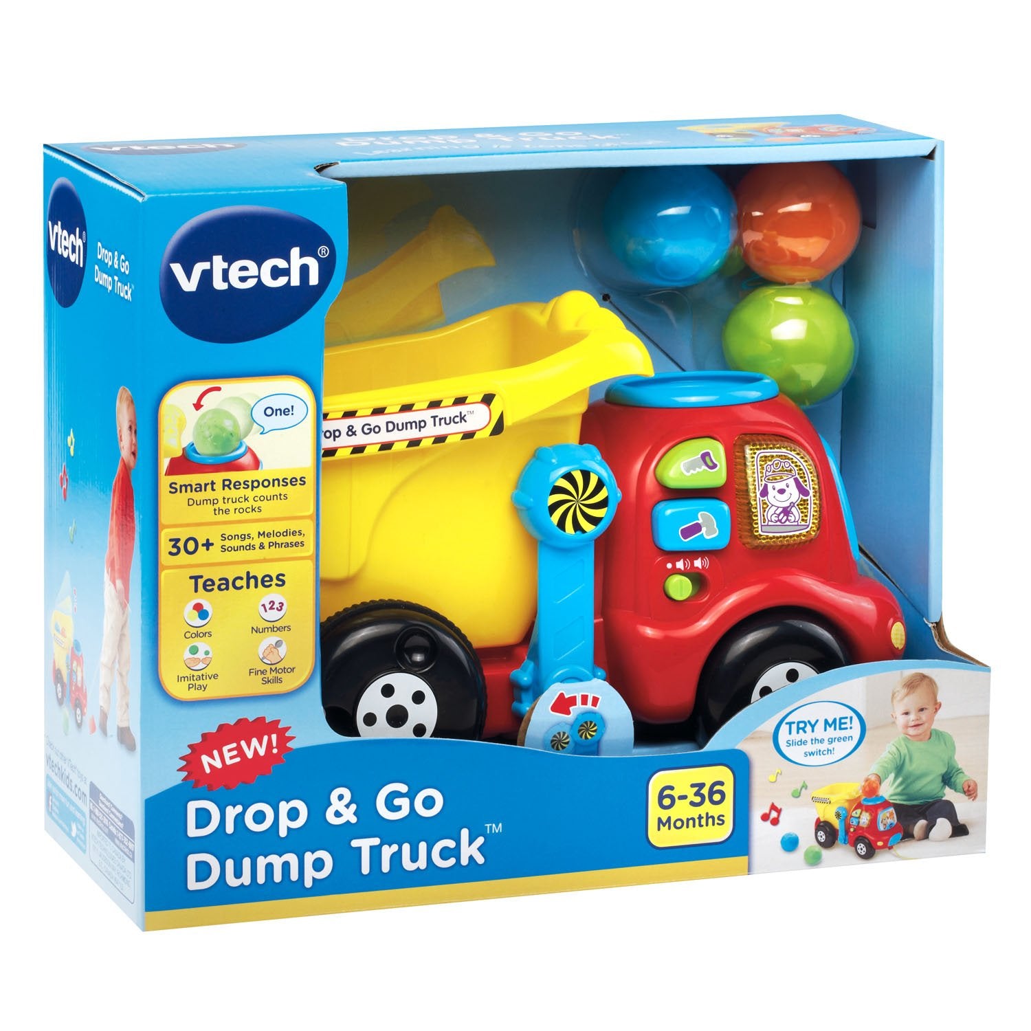 VTech etiqueta del producto con instrucciones y recomendación de pilas