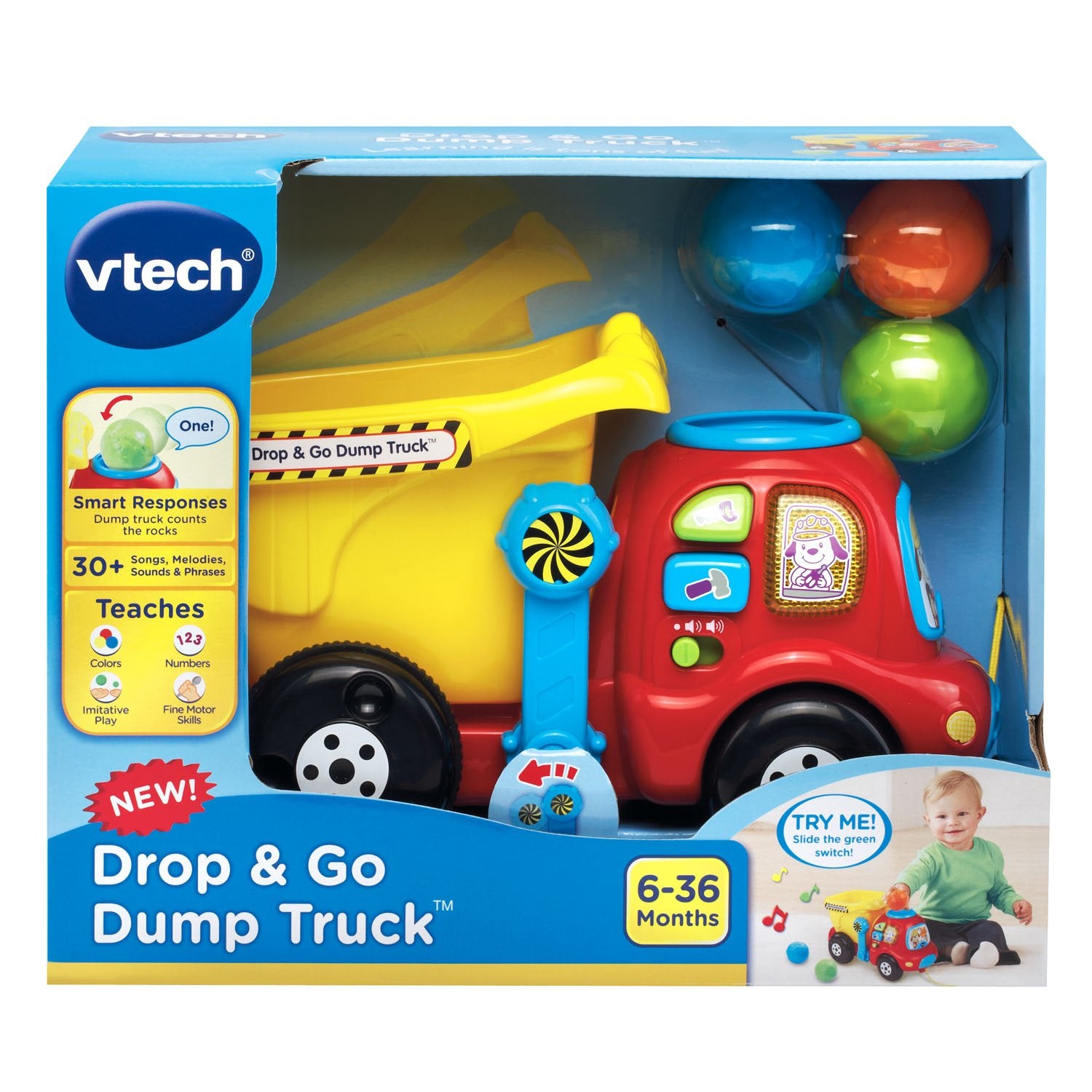 VTech vista lateral de ruedas robustas para empujar y tirar fácilmente