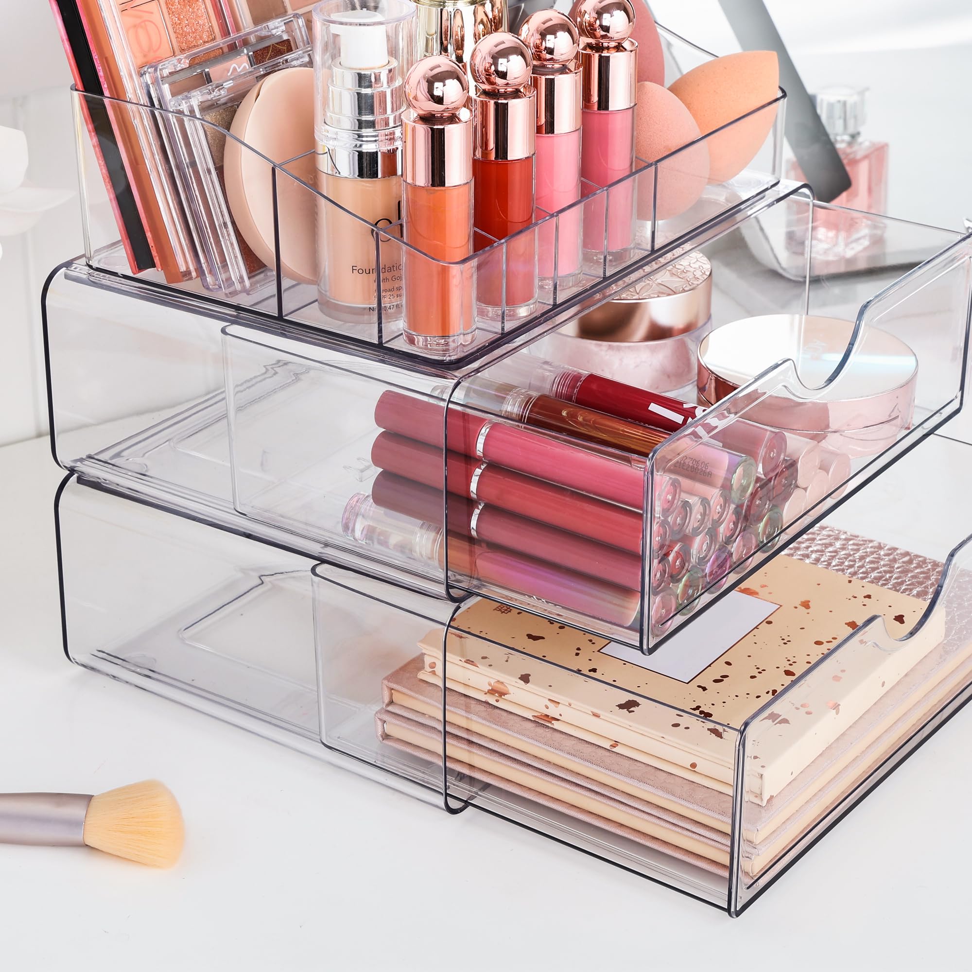 Vtopmart bandeja superior con divisores manteniendo brochas organizadas
