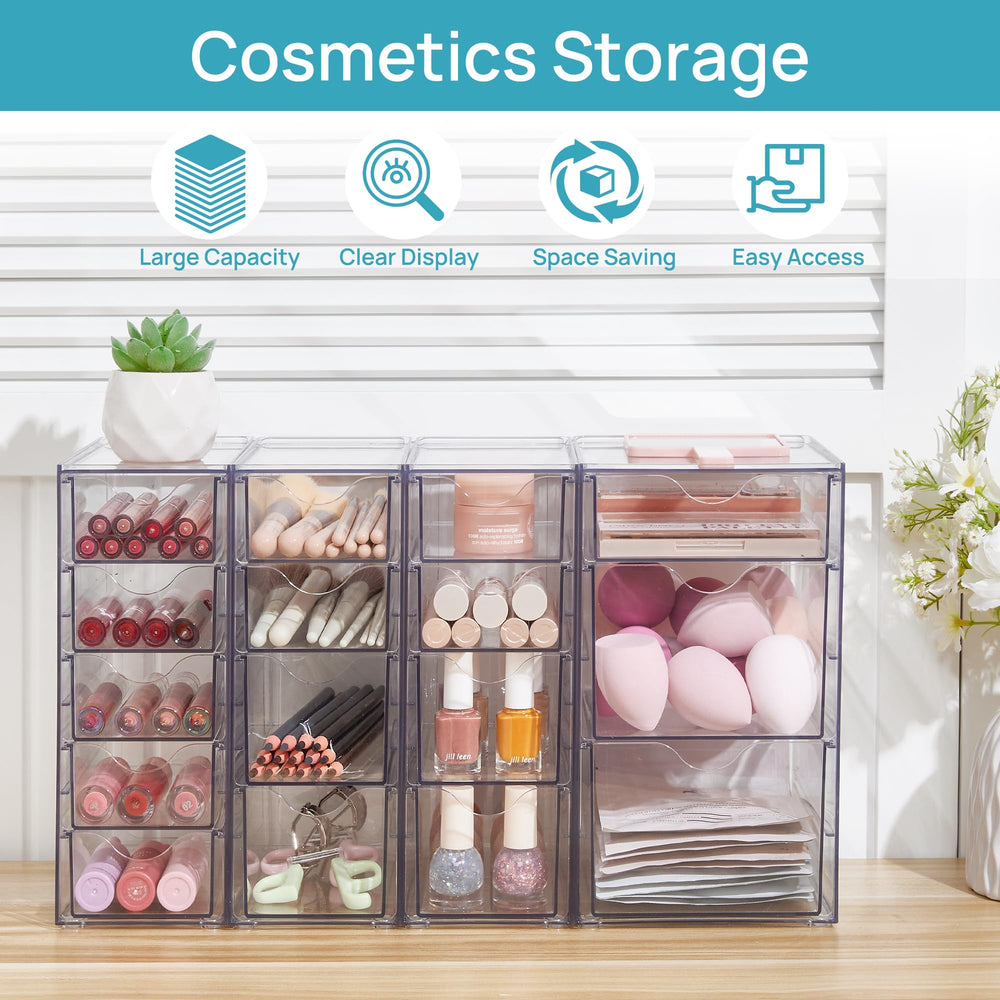 Vtopmart cajones abiertos con cosméticos para almacenamiento claro y accesible