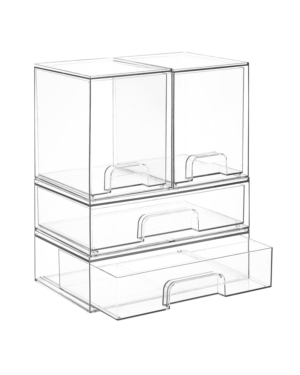 Vtopmart vista frontal del set de 4 cajones transparentes para organización rápida