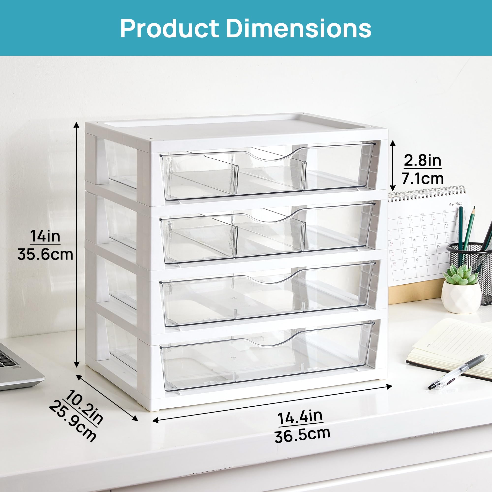 Vtopmart primer plano de un cajón transparente para localizar suministros rápidamente