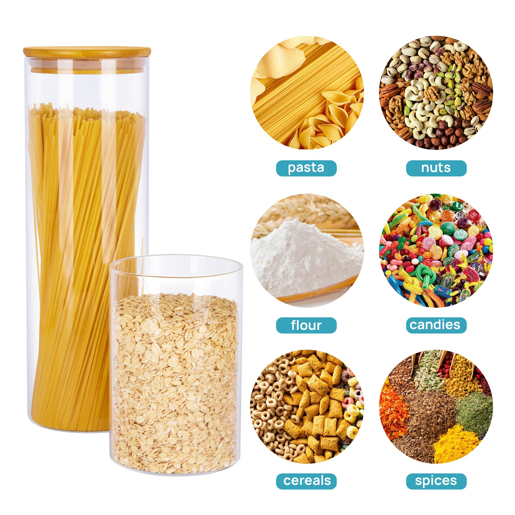 Vtopmart tapa de bambú con junta de silicona que mantiene frescura