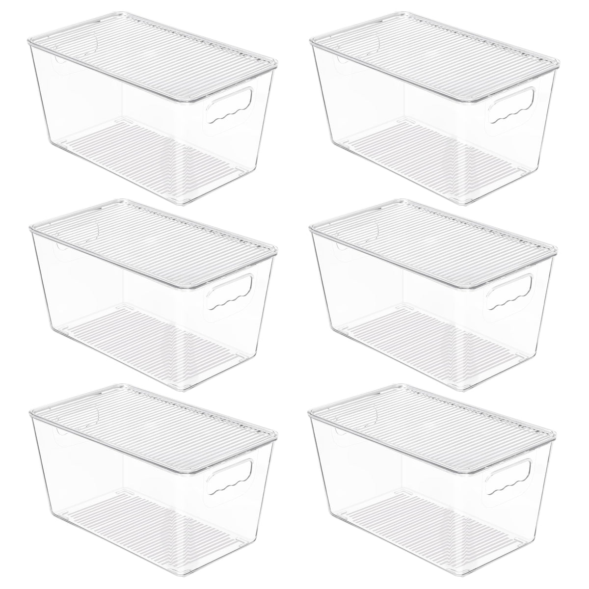 Vtopmart paquete frontal de 6 cajas transparentes mostrando organización rápida