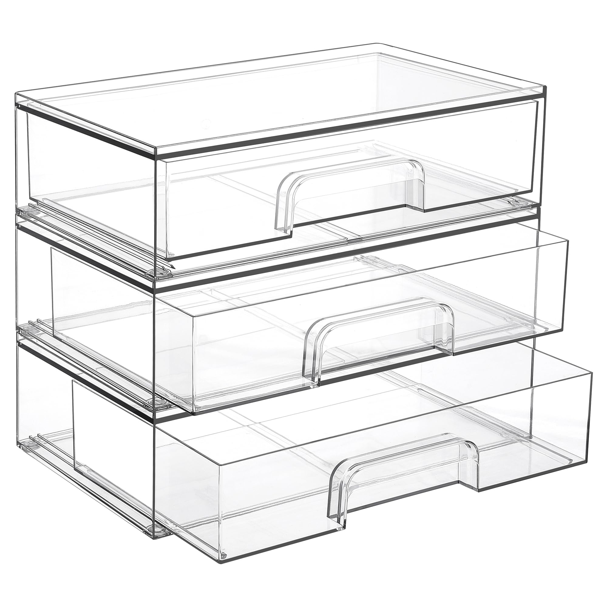 Vtopmart frontal paquete de tres cajones transparente para organización