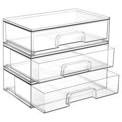 Vtopmart frontal paquete de tres cajones transparente para organización