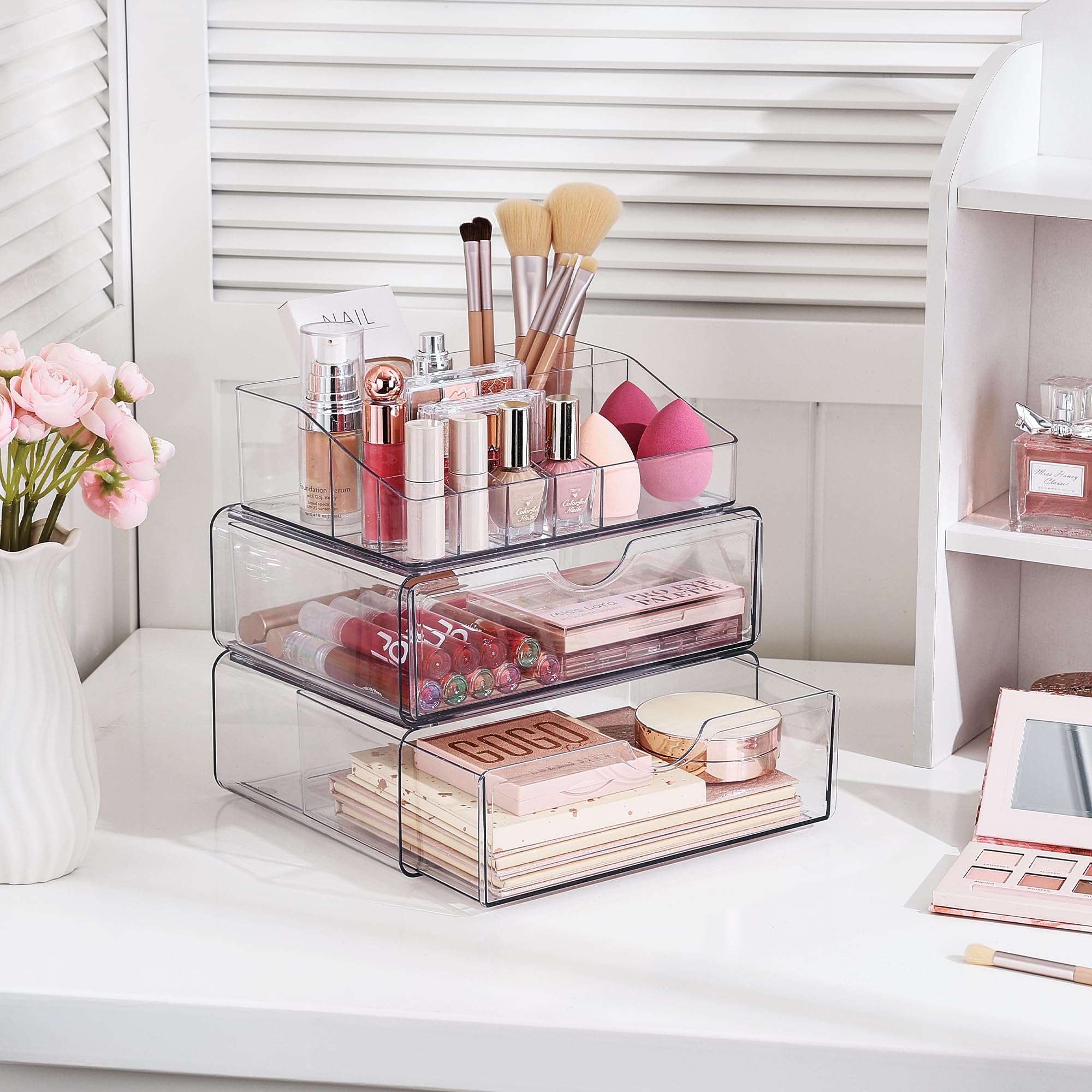 Vtopmart organizador en tocador con maquillaje accesible al instante