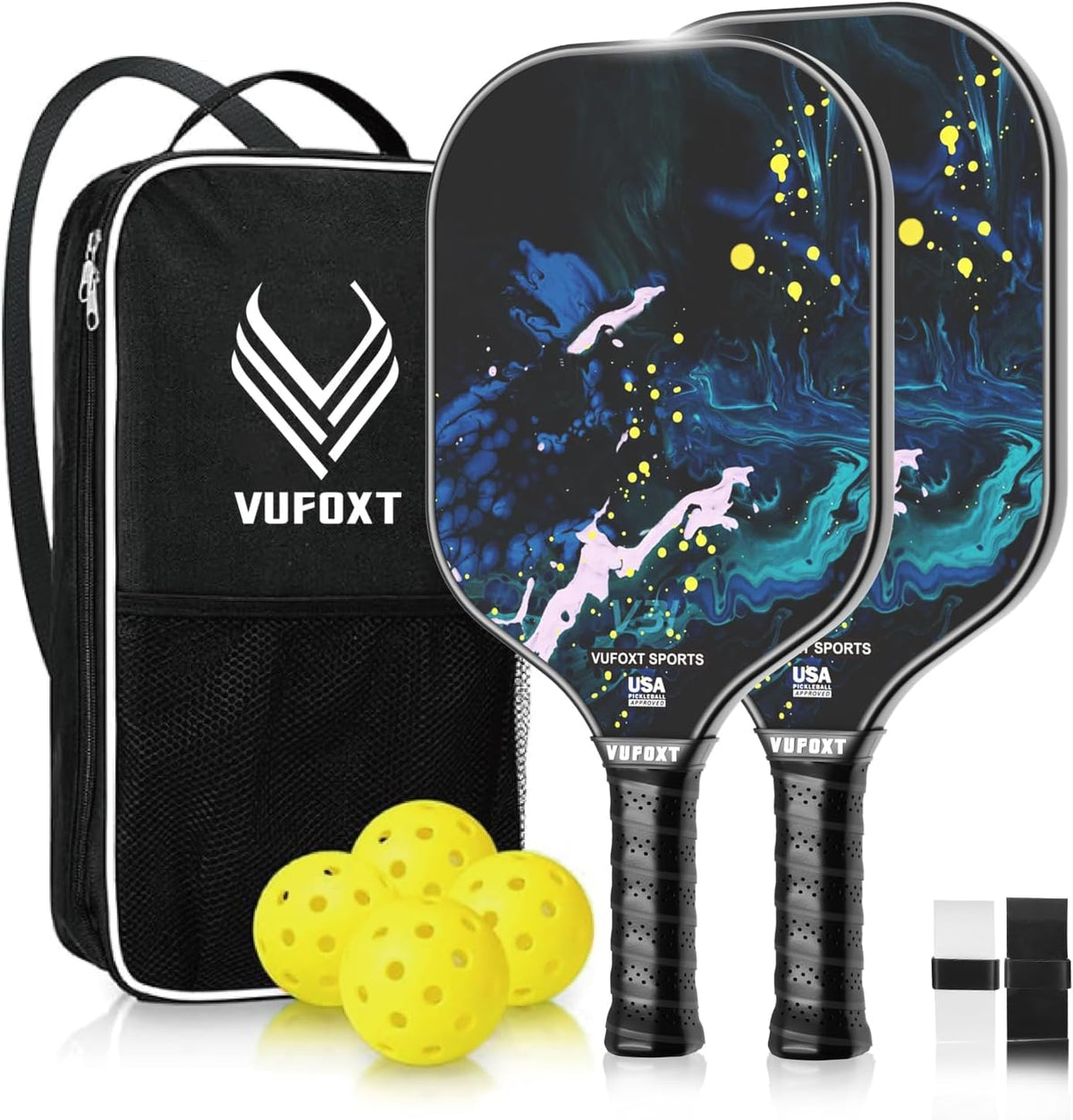 VUFOXT pala frontal azul waves mostrando diseño y equilibrio